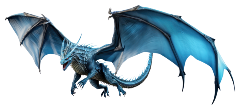 PNG Flying angry blue dragon dinosaur animal mythical creature.
