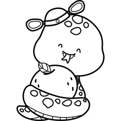 a cute chinese new year snake in black and white coloring