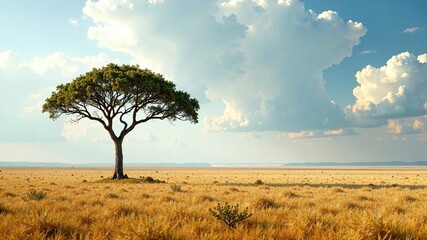 Obraz premium Golden Savanna Acacia Sentinel
