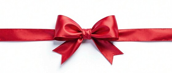 Festive Red Ribbon Bow Watercolor AI Art