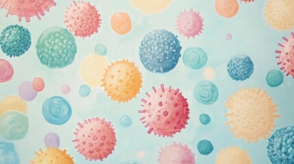 virus flat design top view medical research theme cartoon drawing colored pastel .