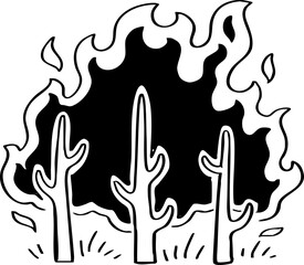 hand drawn cartoon vector of wildfire illustration.