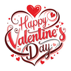 a unique 'Happy Valentine's Day' design with a blend of modern elegance and romantic charm. Incorporate a romantic heart element to enhance the festive feel.