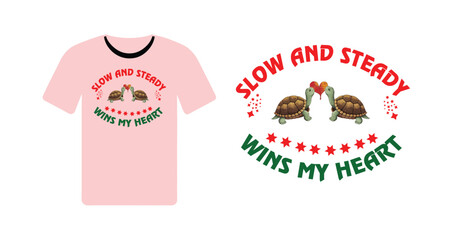 Cute Tortoise Love T-Shirt Design