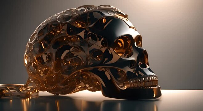 Surreal metal skull seamless looping 4K