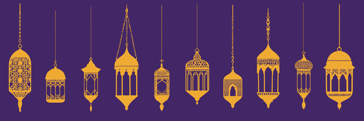 Fototapeta premium Elegant lanterns silhouette design, vector element set