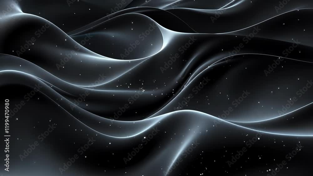 Poster dynamic waves of metallic textures with floating particles in motion