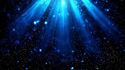 Fototapeta premium Cosmic Dreamscape: Celestial Rays and Starry Night, a Serene Blue Abstract