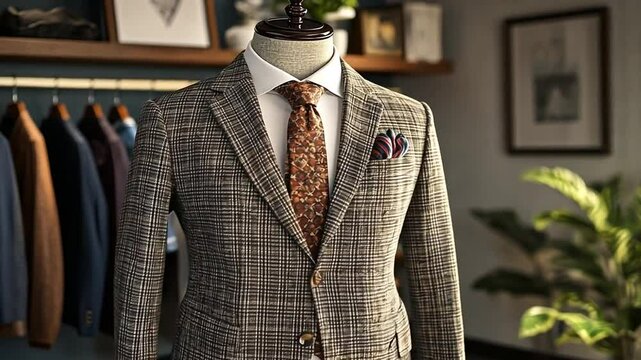 Men's Fashion: Brown Plaid Blazer, Stylish and Sophisticated