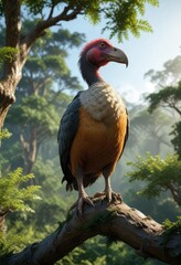 Obraz premium A lone dodo perched on a branch in the treetops, leaves, , solitary