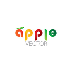 Apple fruit, colored letters.