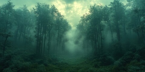 Enigmatic Foggy Forest Path: A Mystical Journey into the Green Depths