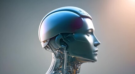 Human head with artificial brain 4K - Powered by Adobe