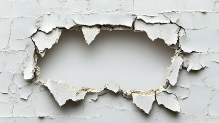 Fototapeta premium Cracked wall hole, background texture, design element