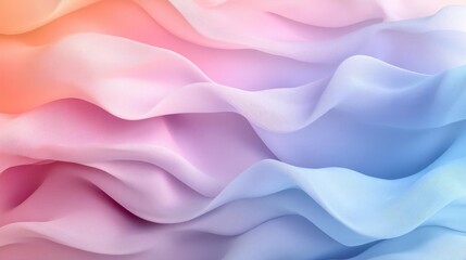 Fototapeta premium A soft, flowing fabric in gradient hues of pink and blue, showcasing delicate waves and a smooth texture.