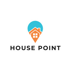 Fototapeta premium House point logo design vector template. Pin icon with home combination. .