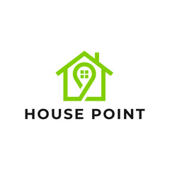 House point logo design vector template. Pin icon with home combination. .
