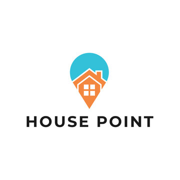 House point logo design vector template. Pin icon with home combination. .