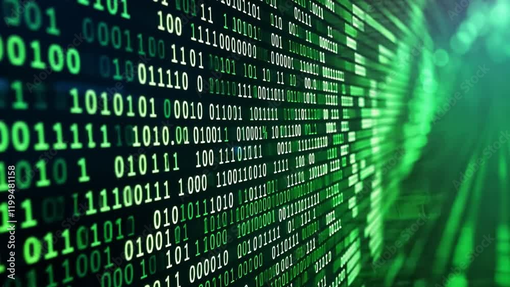 Poster futuristic binary code designs blending neon elements ,binary code data bit