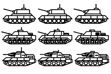 Military Tank Vector Bundle Set of Illustrations