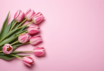 Obraz premium Pink Tulip Bouquet on Pink Background Ukraine