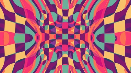 Psychedelic Groovy Checkered Abstract Background for Creative Designs