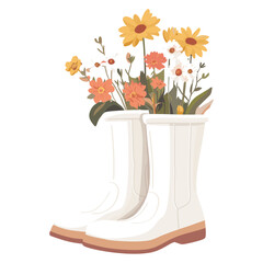 Rain boots with flowers illustration pastel spring vector