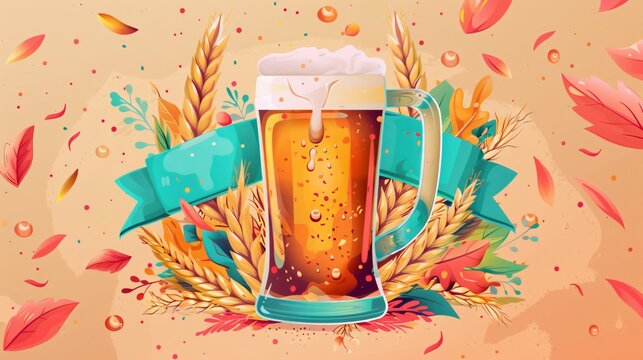 Beer Festival Poster Template with Glass of Beer