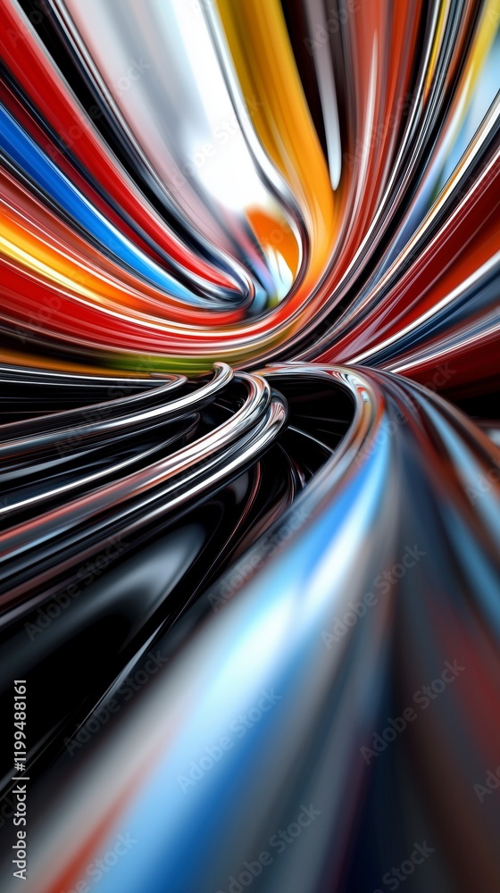 Poster a colorful, abstract image of a spiral with a black background. the colors are vibrant and the lines