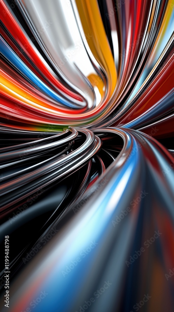 Poster a colorful, abstract image of a spiral with a black line in the middle. the colors are bright and bo