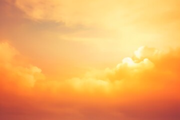 Obraz premium Hazy Sunset Sky, Abstract Defocused Golden Orange Glow Over Colourful Clouds