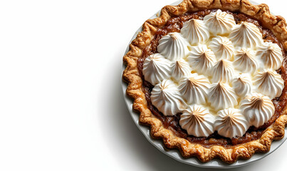 Sweet Potato Pie, Meringue, Studio, White Background, Dessert