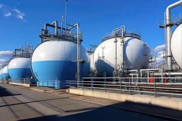 Obraz premium Holland's Gas Processing Plant: Abstract Architecture in Blue Business Background