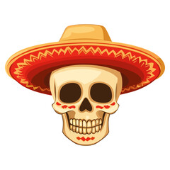 Cinco de mayo skull illustration sombrero hat vector