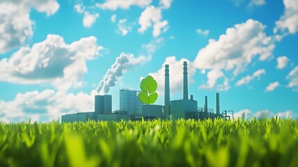 Green Industrial Plant Environmental Sustainability Concept