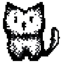 Fototapeta premium Cat pixel black white vector