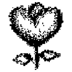 Obraz premium Rose heart pixel black vector