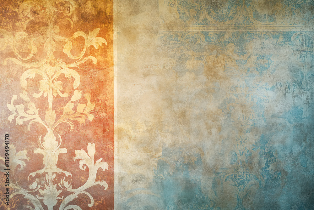 Poster ancient wall fresco. vintage ornament. slide background with space for text. background image. creat