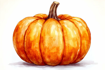 Obraz premium Watercolor Pumpkin Isolated White Background Autumn Harvest