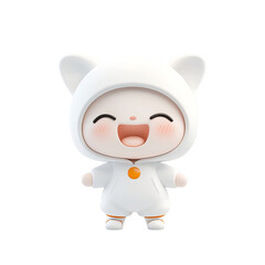 Naklejka premium Joyful white cartoon character celebrating in a playful setting animation whimsical environment cheerful perspective