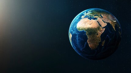 Fototapeta premium Luminous 3D Globe Showcasing Continents in Gigapixel Detail, Perfect for Educational and Creative Use in Digital Media and Presentations