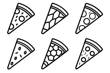 Pizza Slice Line Art Vector Bundle