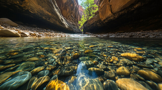 A river with a lot of rocks in it