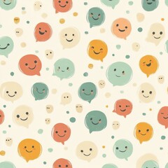 Cheerful Speech Bubbles Seamless Pattern: A Delightful Collection of Smiling Faces