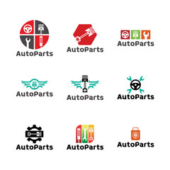 Set of Auto parts logo design. Automotive parts, automobile repairing car, vector design and illustration
