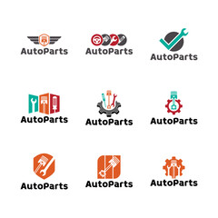 Set of Auto parts logo design. Automotive parts, automobile repairing car, vector design and illustration