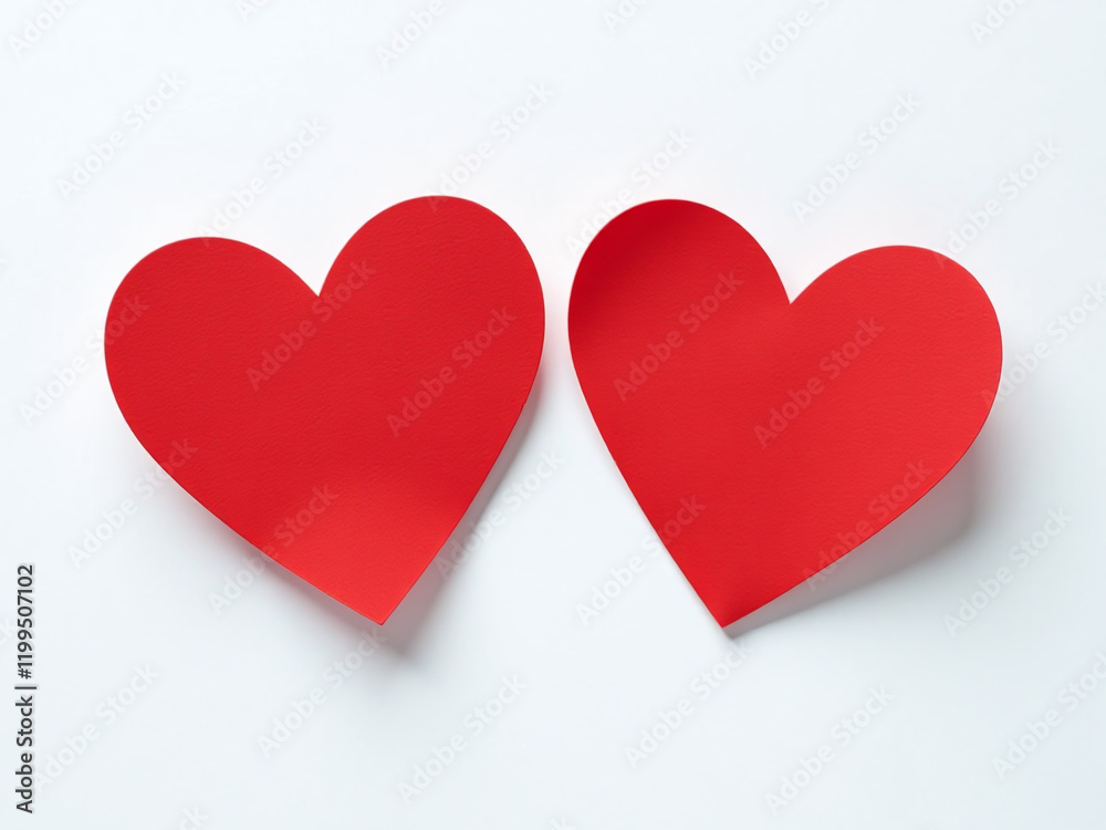 Poster Two Red Heart Shapes Are Placed Against A Clean White Background Creating A Simple Yet Elegant Design. 00003