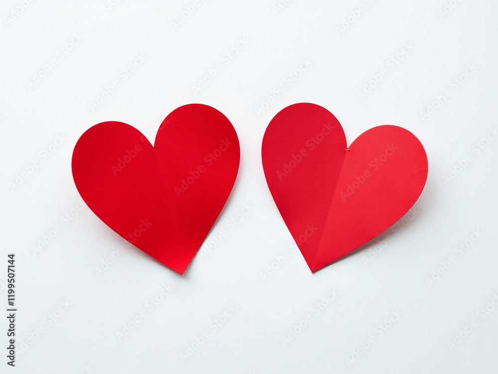 Poster Two Red Heart Shapes Are Placed Against A Clean White Background Creating A Simple Yet Elegant Design. 00002