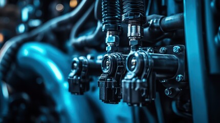 Detailed view of agricultural irrigation equipment in use on a sunny afternoon in the countryside