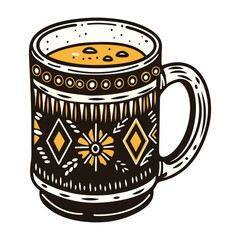 A vintage icon of a classic mug